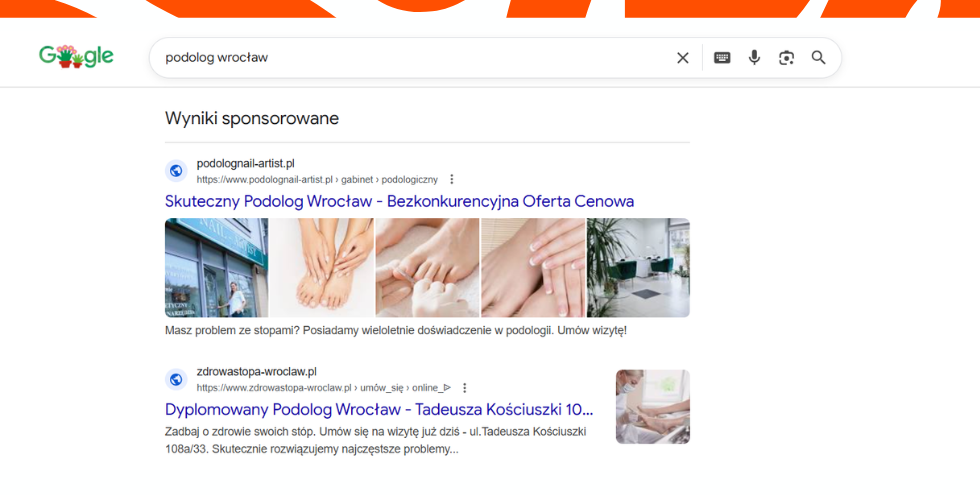 Reklama gabinetu podologicznego w Google Ads