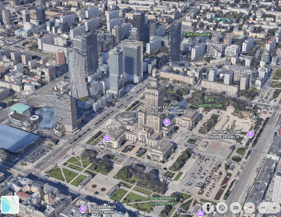 Szukanie lokalizacji w Google Earth Widok w Google Earth