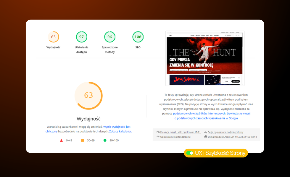 Pomiar wydajności strony internetowej Szybkość sklepu internetowego