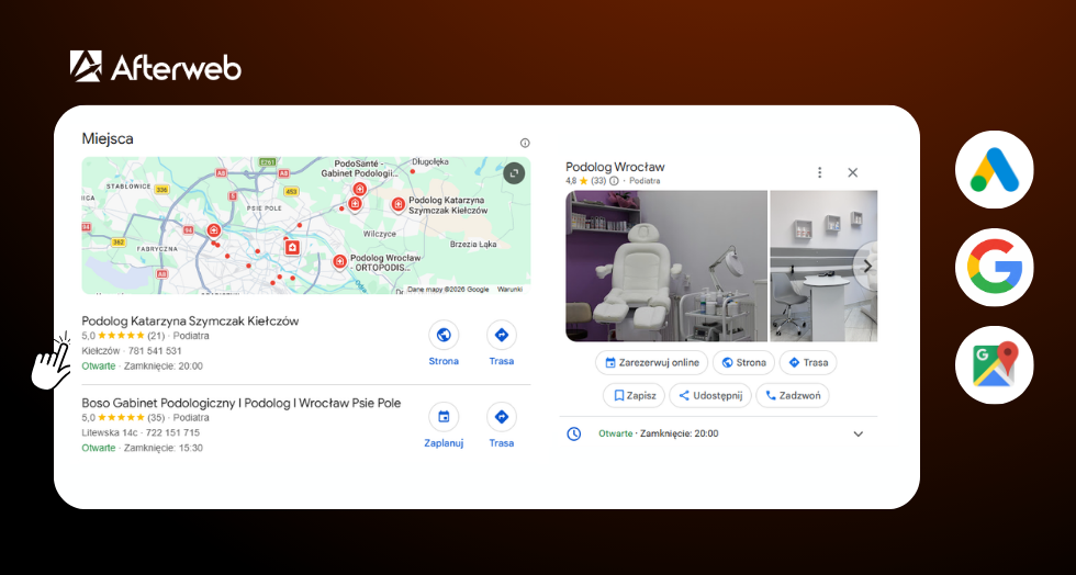 Podolog w Google Maps - przykładowa wizytówka