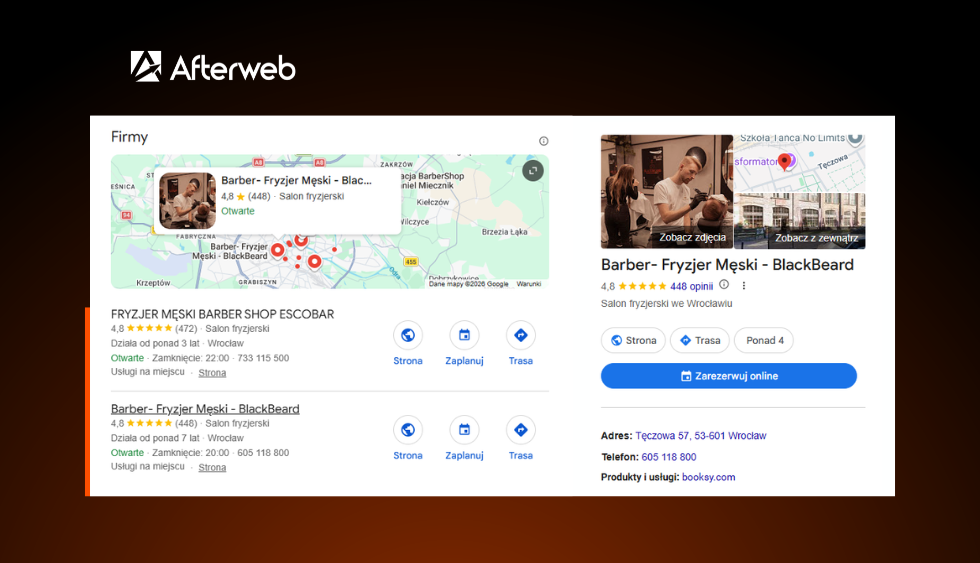 Wizytówka Google Moja Firma dla barbera Reklama barbera - Wizytówka Google Moja Firma