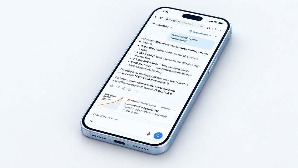 Wygląd reklamy w czacie ChatGPT – reklama dopasowana do kontekstu rozmowy